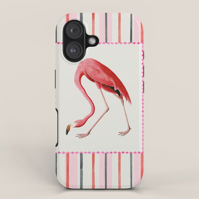 Stripey Pink Flamingo iPhone Case Gallery Image 1
