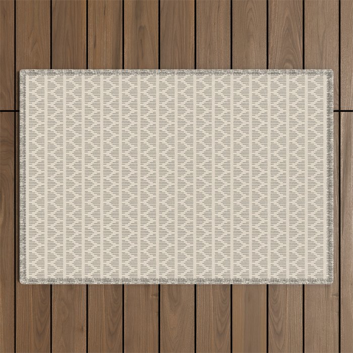 Modern Mudcloth 3, Black on Cream Outdoor Rug Gallery Image 1