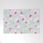 Hygge Hand Painted Watercolor Magnolia Blossoms Welcome Mat Gallery Image 1