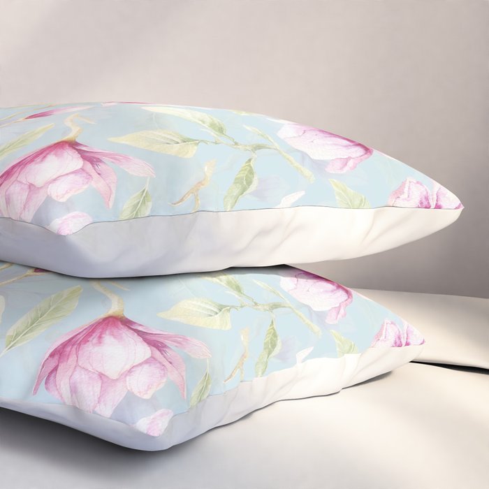 Hygge Hand Painted Watercolor Magnolia Blossoms Pillow Sham Gallery Image 3