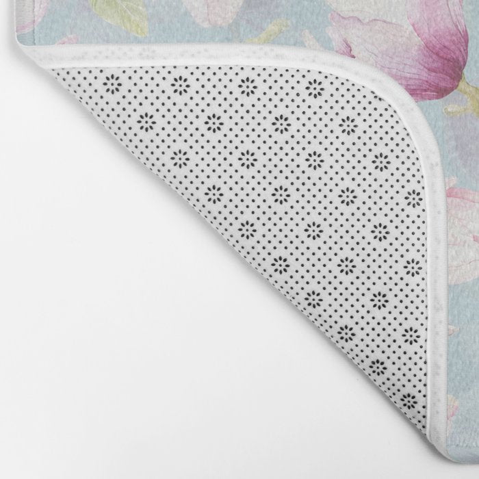 Hygge Hand Painted Watercolor Magnolia Blossoms Bath Mat Gallery Image 2