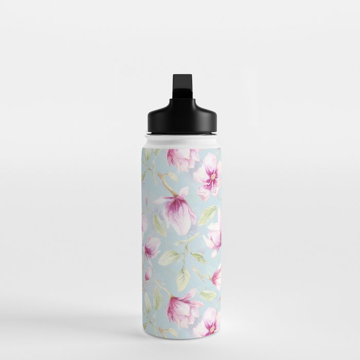 Hygge Hand Painted Watercolor Magnolia Blossoms Water Bottle Gallery Image 3