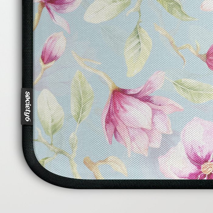 Hygge Hand Painted Watercolor Magnolia Blossoms Laptop Sleeve Gallery Image 3