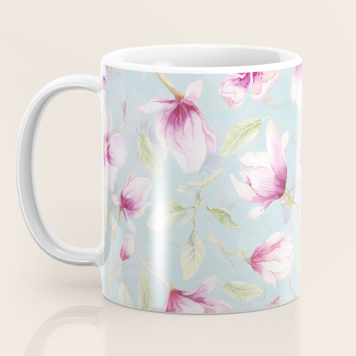 Hygge Hand Painted Watercolor Magnolia Blossoms Coffee Mug Gallery Image 3