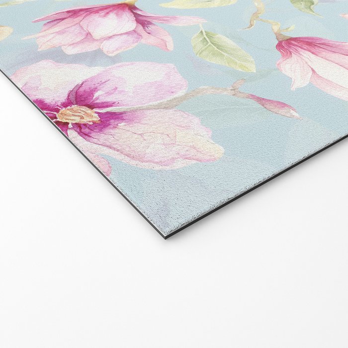 Hygge Hand Painted Watercolor Magnolia Blossoms Welcome Mat Gallery Image 2