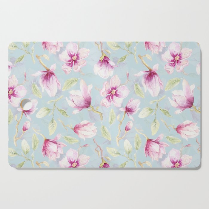 Hygge Hand Painted Watercolor Magnolia Blossoms Cutting Board Gallery Image 1