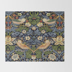 William Morris Strawberry Thief pattern Throw Blanket Gallery Image 2