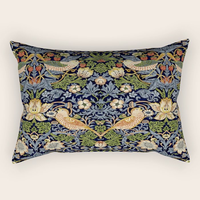 William Morris Strawberry Thief pattern Rectangular Pillow Gallery Image 2