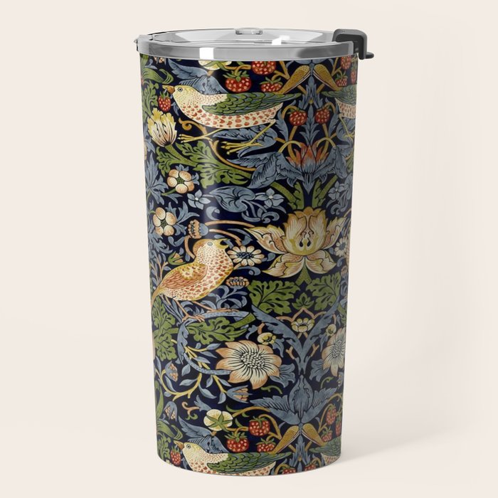 William Morris Strawberry Thief pattern Travel Mug Gallery Image 2
