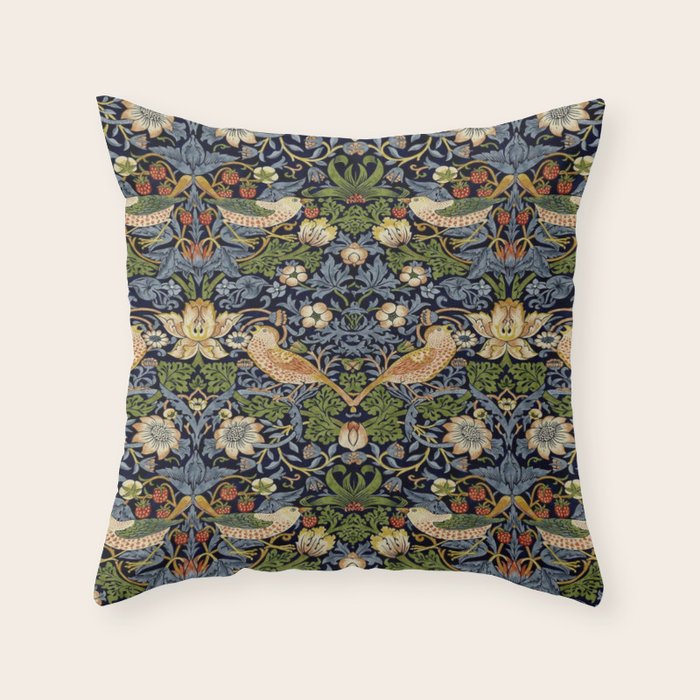 William Morris Strawberry Thief pattern Throw Pillow Gallery Image 6