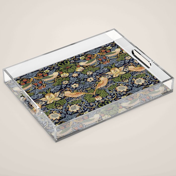 William Morris Strawberry Thief pattern Acrylic Tray Gallery Image 1