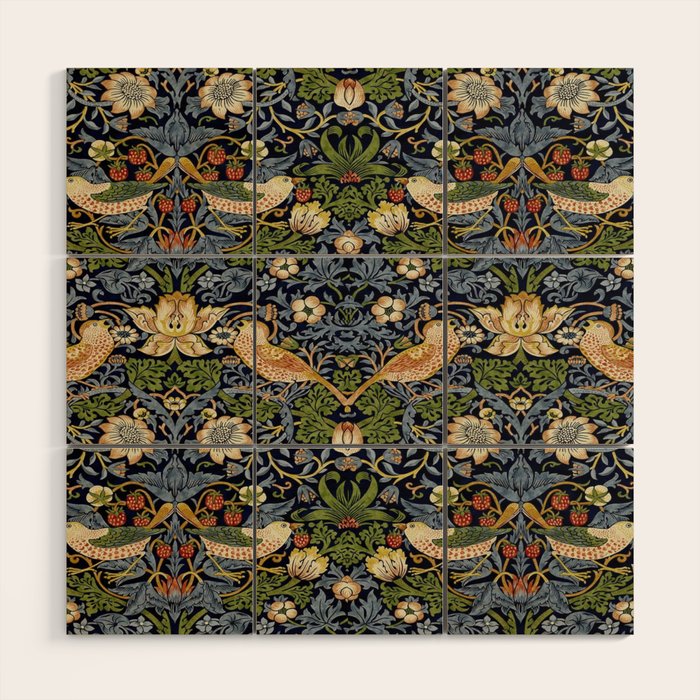 William Morris Strawberry Thief pattern Wood Wall Art Gallery Image 1