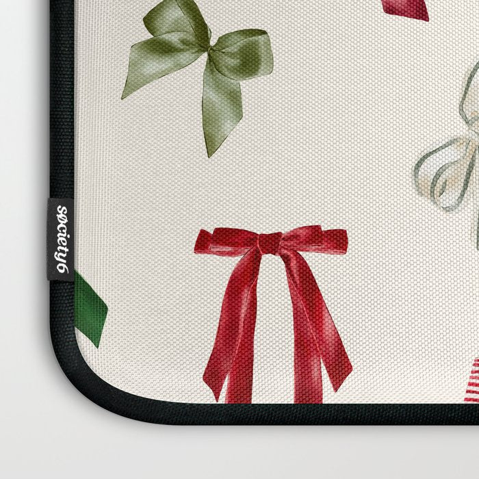 Vintage Christmas Holiday Bows Laptop Sleeve Gallery Image 3
