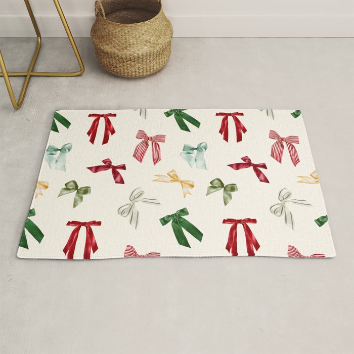 Vintage Christmas Holiday Bows Rug Gallery Image 1
