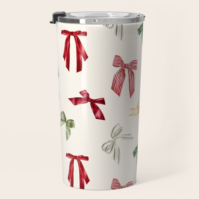 Vintage Christmas Holiday Bows Travel Mug Gallery Image 3