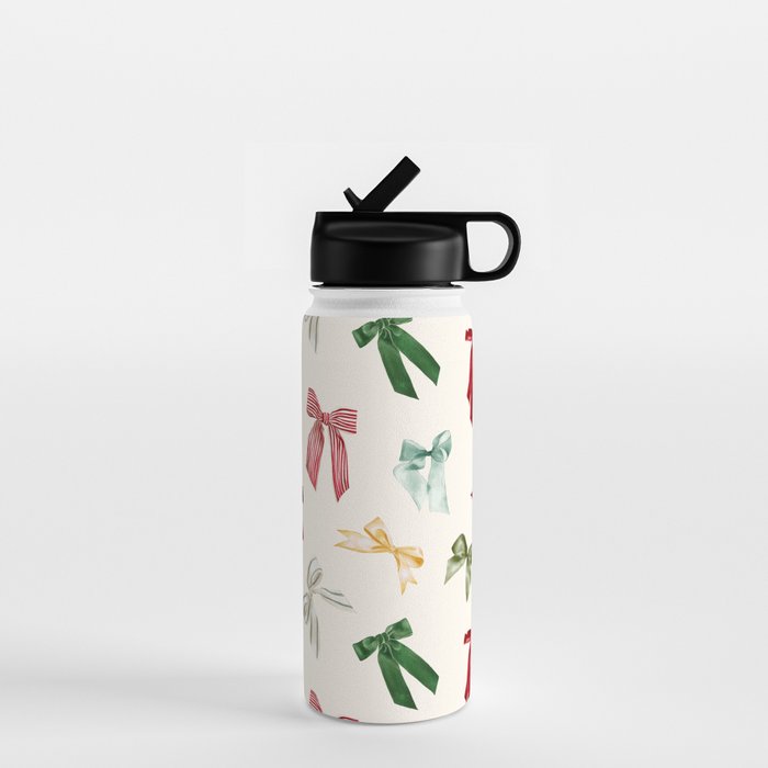 Vintage Christmas Holiday Bows Water Bottle Gallery Image 1