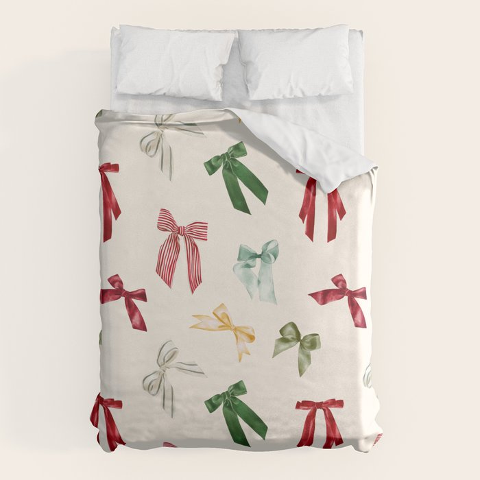 Vintage Christmas Holiday Bows Duvet Cover Gallery Image 6