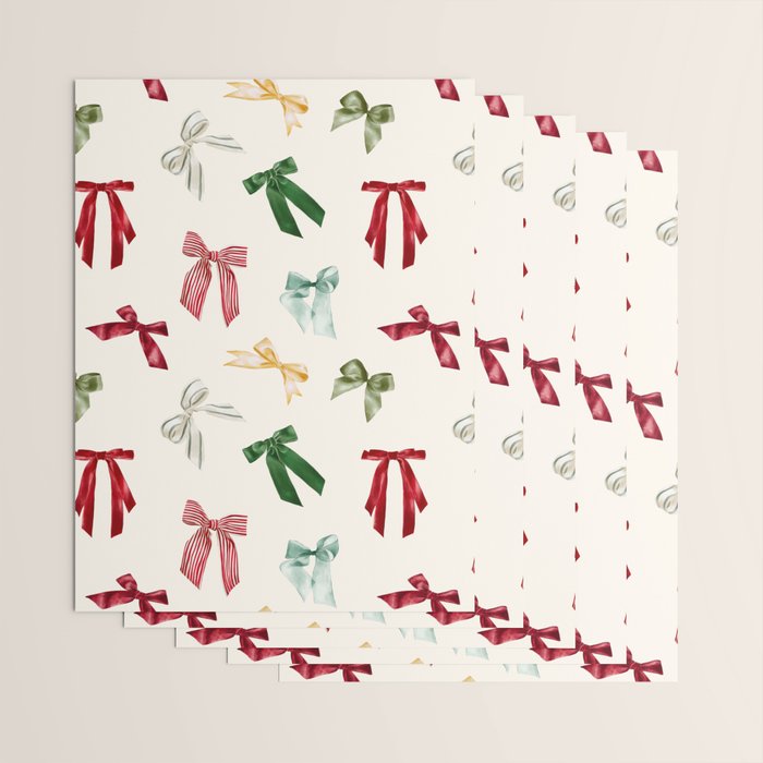 Vintage Christmas Holiday Bows Wrapping Paper Gallery Image 3