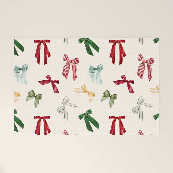 Vintage Christmas Holiday Bows Welcome Mat Gallery Image 1