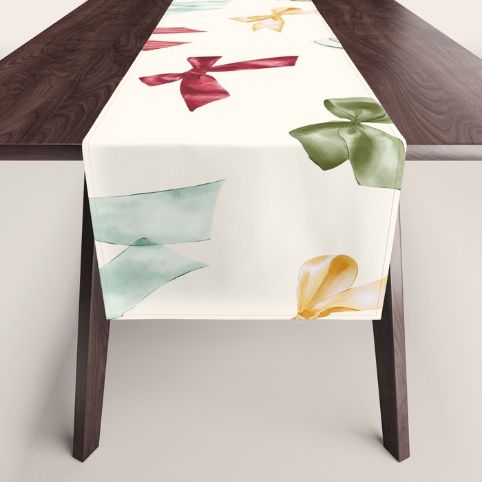 Vintage Christmas Holiday Bows Table Runner Gallery Image 1