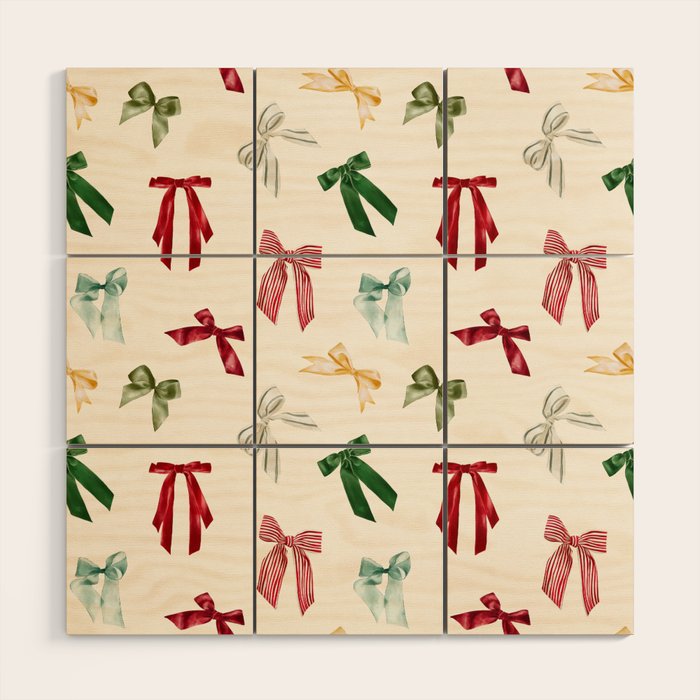 Vintage Christmas Holiday Bows Wood Wall Art Gallery Image 1