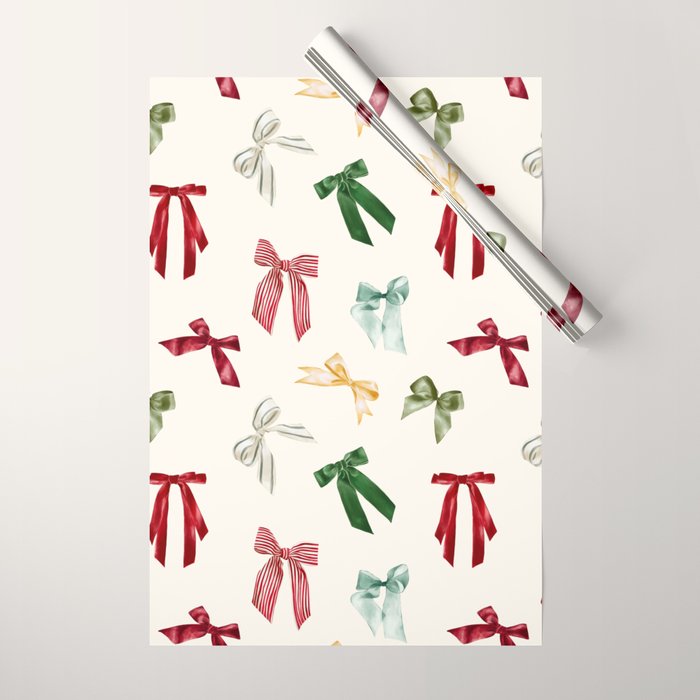 Vintage Christmas Holiday Bows Wrapping Paper