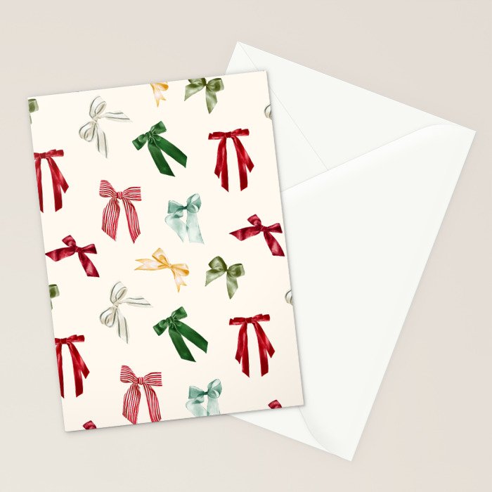 Vintage Christmas Holiday Bows Stationery Card Gallery Image 2