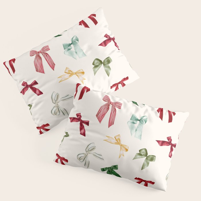 Vintage Christmas Holiday Bows Pillow Sham Gallery Image 3