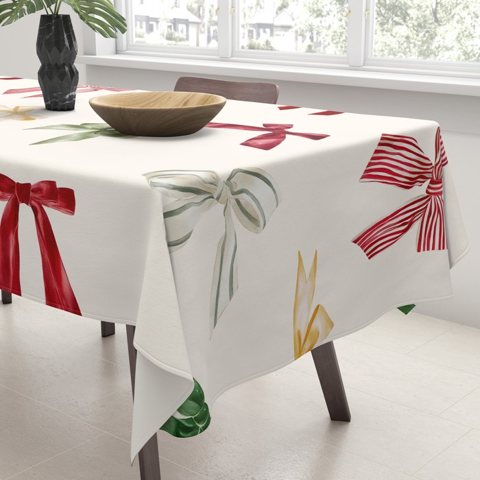 Vintage Christmas Holiday Bows Tablecloth Gallery Image 3