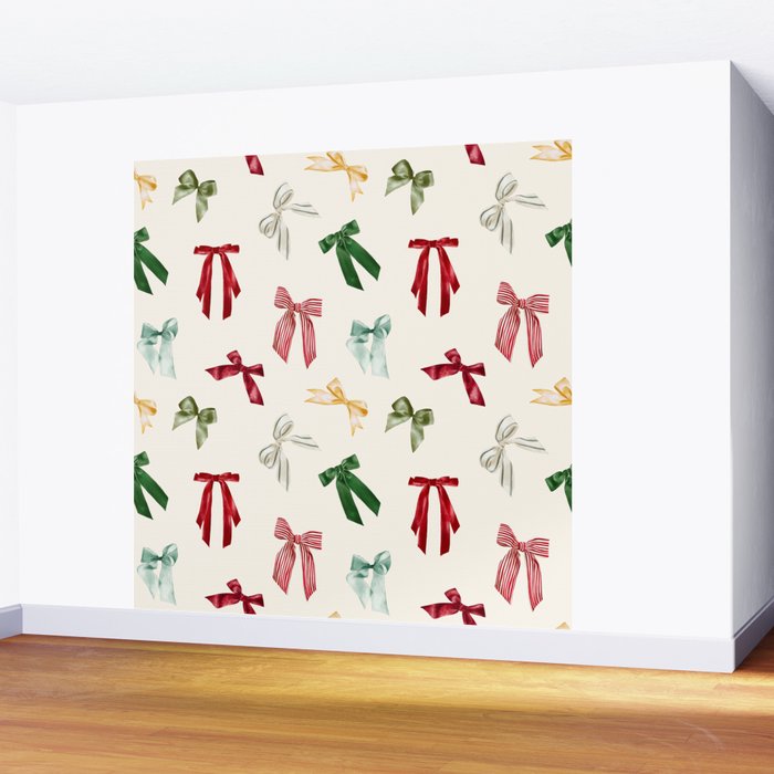 Vintage Christmas Holiday Bows Wall Mural Gallery Image 2