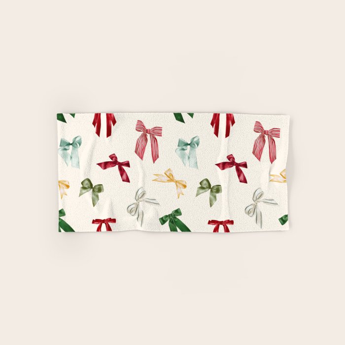 Vintage Christmas Holiday Bows Bath Towel Gallery Image 1