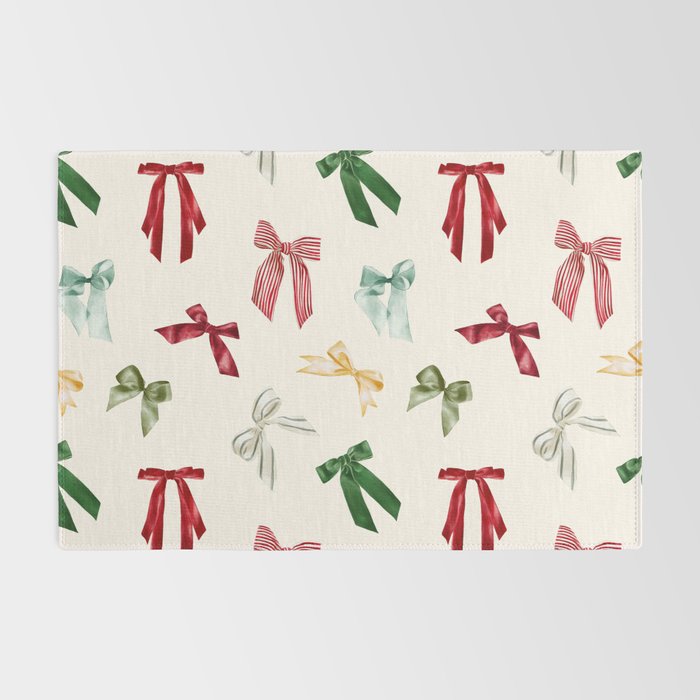 Vintage Christmas Holiday Bows Rug Gallery Image 2