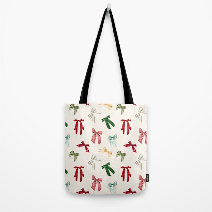 Vintage Christmas Holiday Bows Tote Bag Gallery Image 2