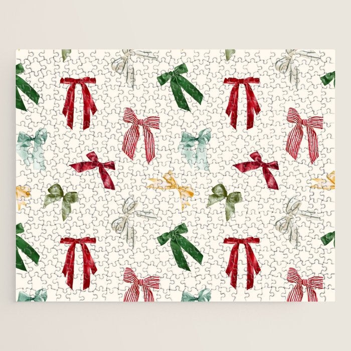 Vintage Christmas Holiday Bows Jigsaw Puzzle Gallery Image 1