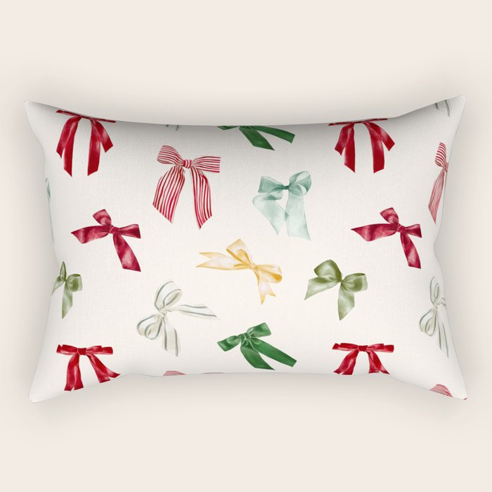 Vintage Christmas Holiday Bows Rectangular Pillow Gallery Image 2