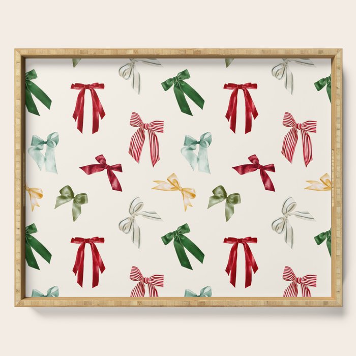 Vintage Christmas Holiday Bows Serving Tray Gallery Image 1