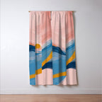 Pink and Blue Abstract Art Ocean and Sunrise Window Curtain Gallery Image 3
