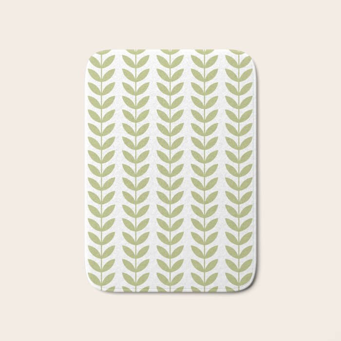 Scandinavian Mid Century Pattern Green Bath Mat Gallery Image 1
