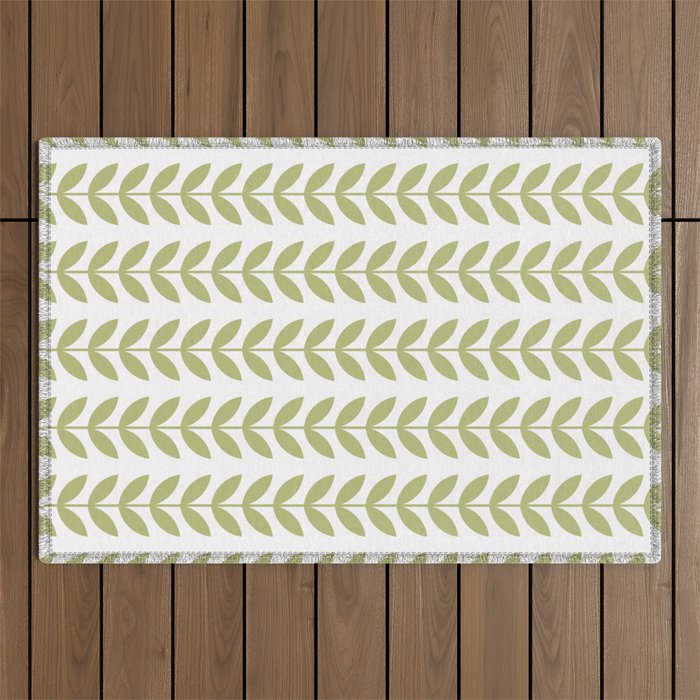 Scandinavian Mid Century Pattern Green Outdoor Rug Gallery Image 1