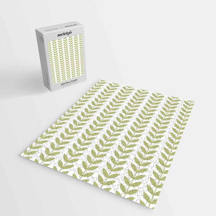 Scandinavian Mid Century Pattern Green Jigsaw Puzzle Gallery Image 2