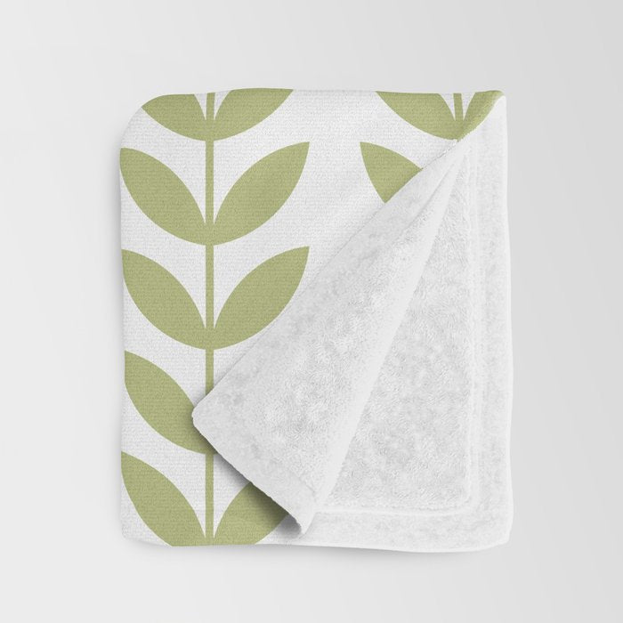 Scandinavian Mid Century Pattern Green Throw Blanket Gallery Image 3