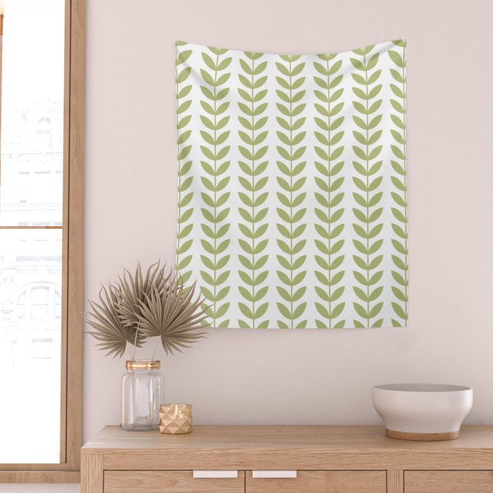 Scandinavian Mid Century Pattern Green Wall Tapestry Gallery Image 2