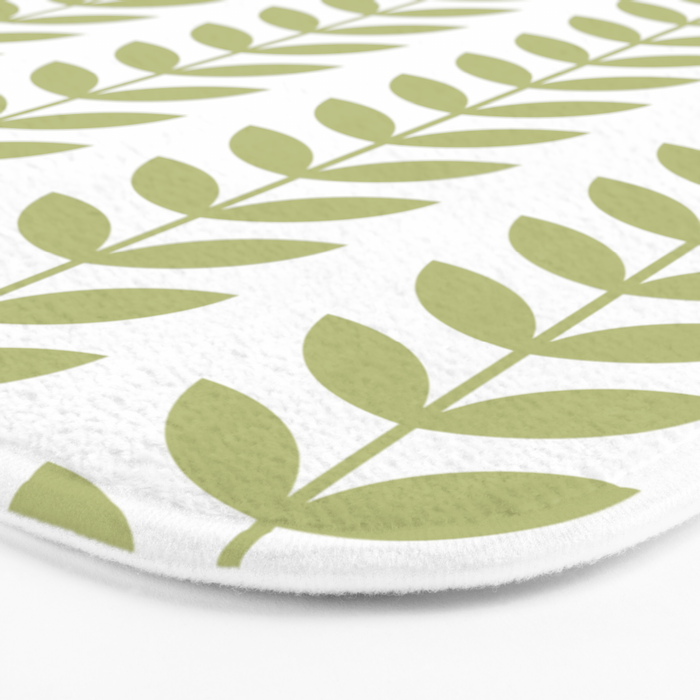 Scandinavian Mid Century Pattern Green Bath Mat Gallery Image 3