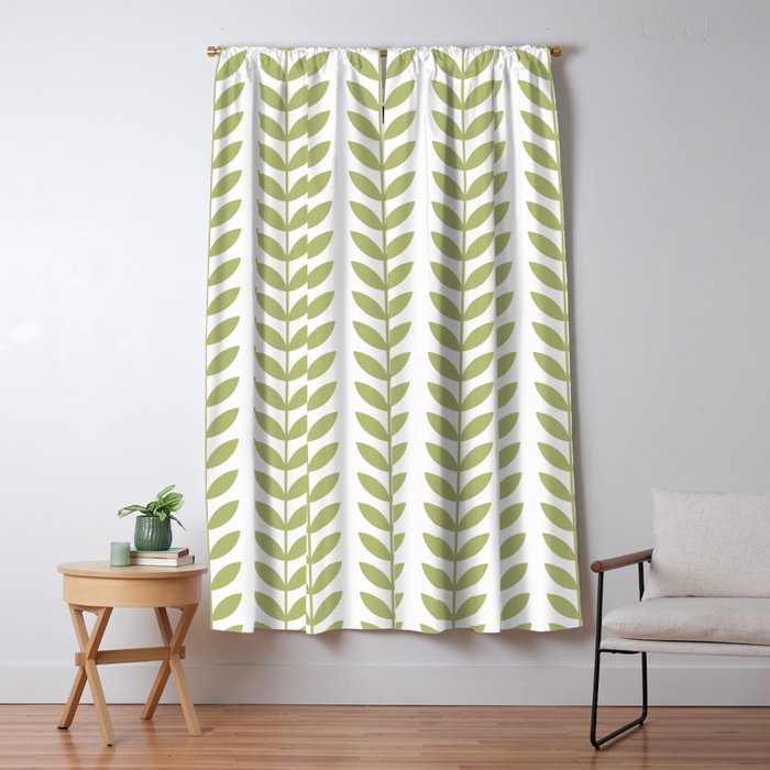 Scandinavian Mid Century Pattern Green Window Curtain Gallery Image 5