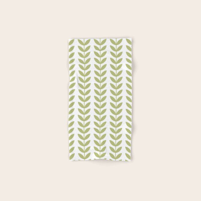 Scandinavian Mid Century Pattern Green Bath Towel Gallery Image 1