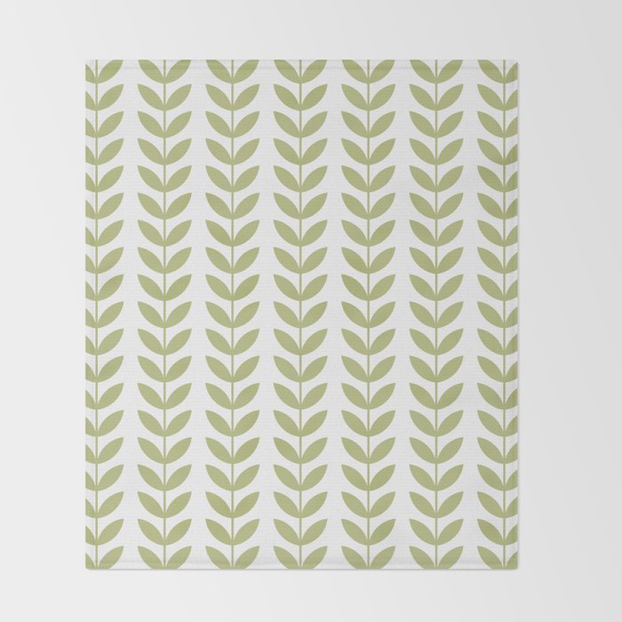 Scandinavian Mid Century Pattern Green Throw Blanket Gallery Image 2