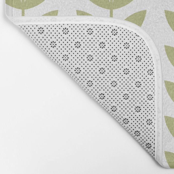 Scandinavian Mid Century Pattern Green Bath Mat Gallery Image 2