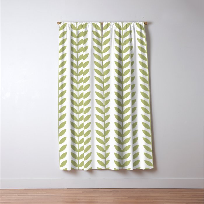 Scandinavian Mid Century Pattern Green Window Curtain Gallery Image 3