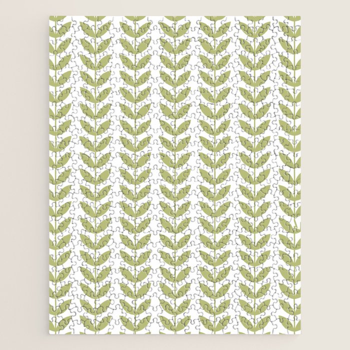 Scandinavian Mid Century Pattern Green Jigsaw Puzzle Gallery Image 1