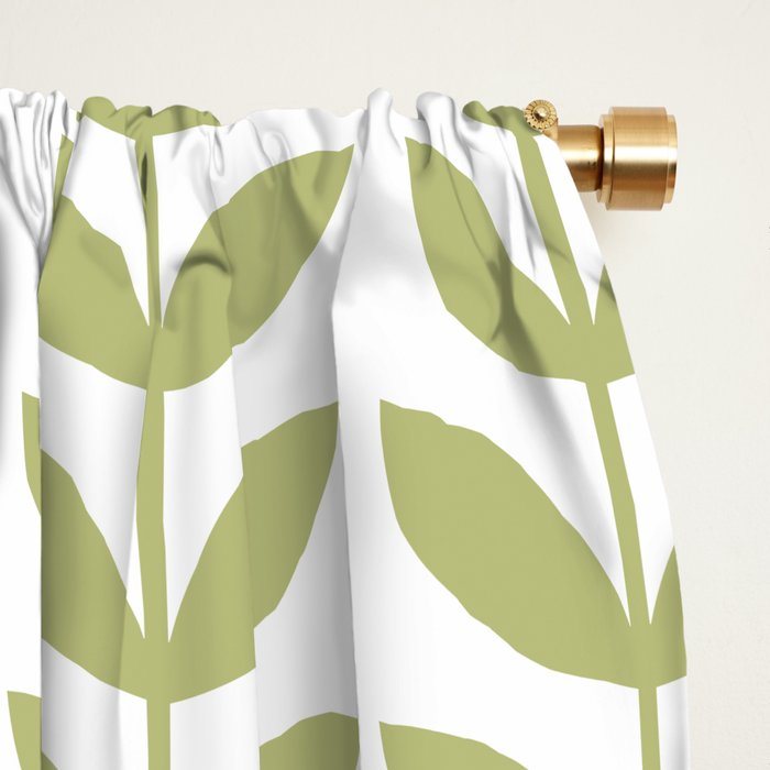 Scandinavian Mid Century Pattern Green Window Curtain Gallery Image 2